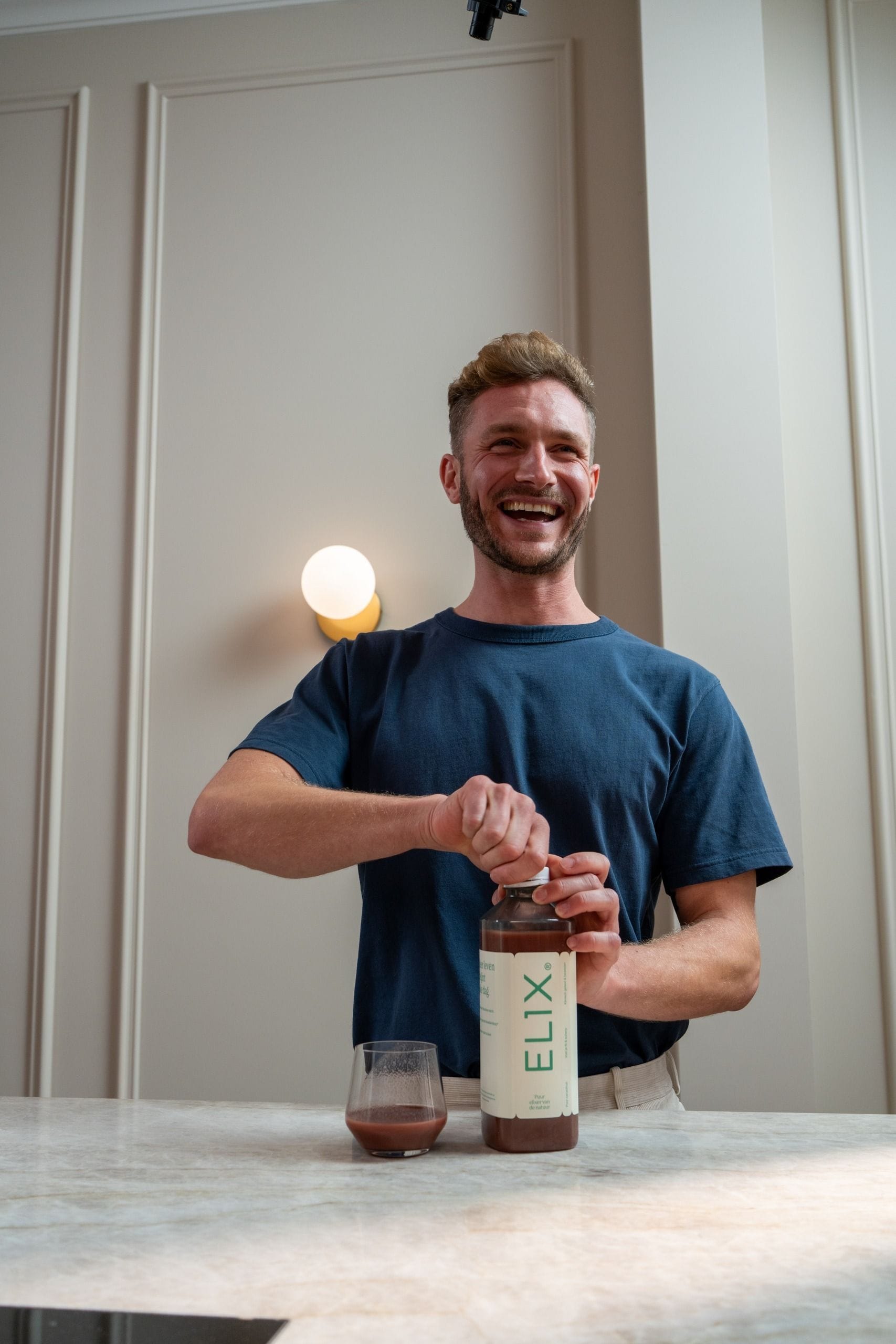 Man opening bottle