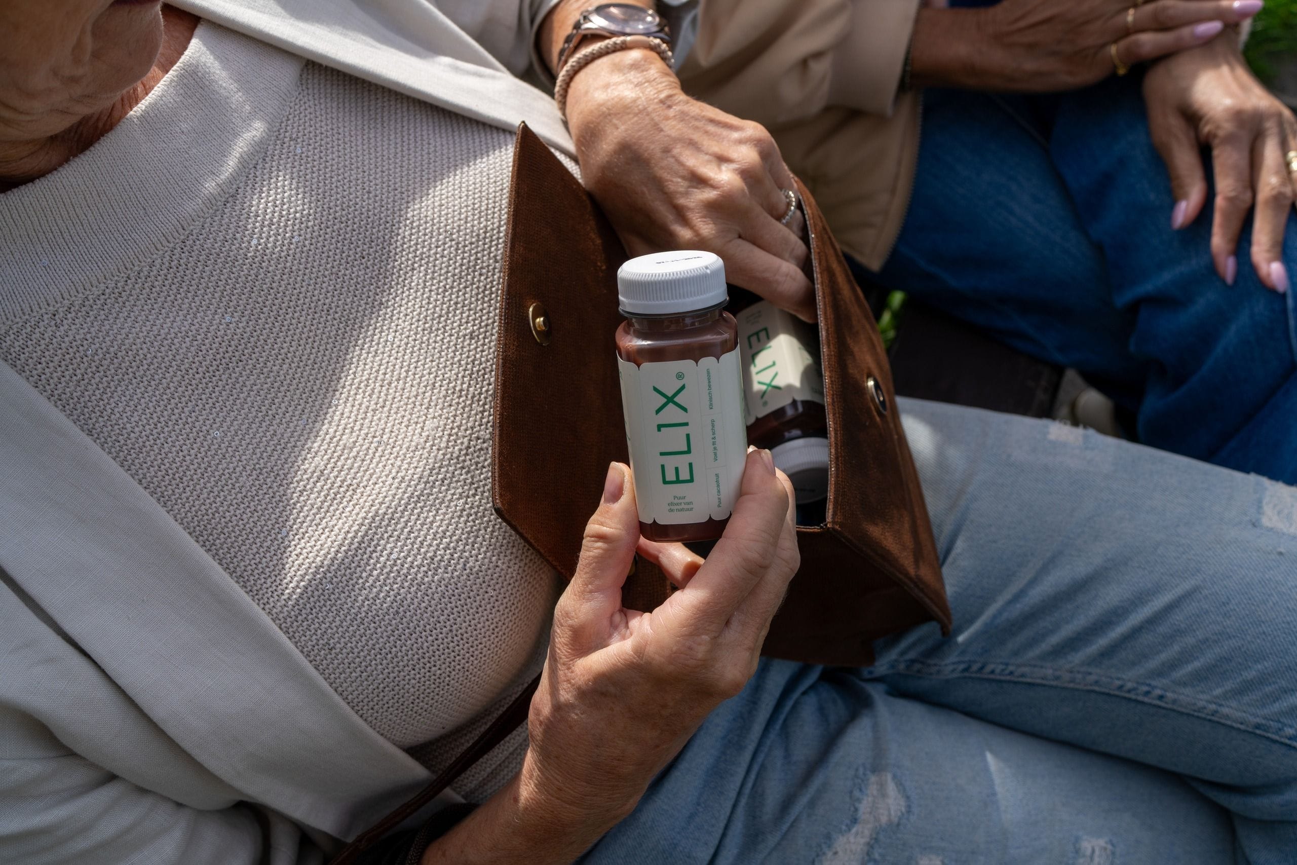 Elix bottle in bag